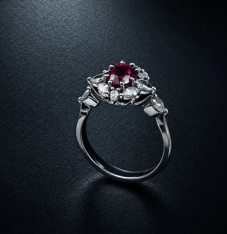 Pink gemstone diamond ring by Robert Stephen Design