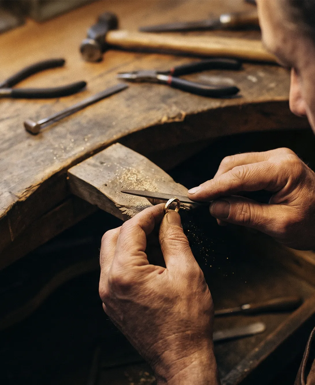Robert Stephen at the jeweller's bench